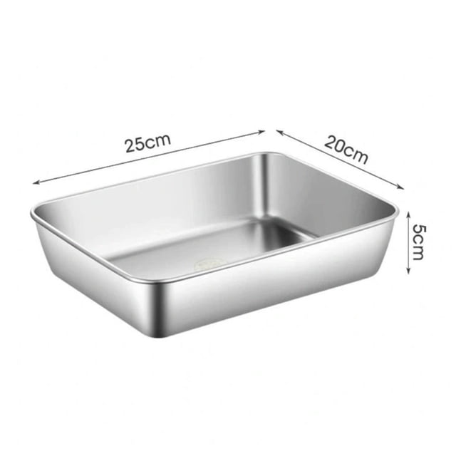 LEFU Stainless Steel Food Storage Trays with Plastic Cover - Rustproof Baking Pans for Kitchen, Restaurant - Dishwasher Safe - Fast Heating Cooling - Large Size without Cover