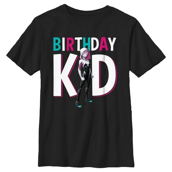 Boy's Marvel Birthday Kid Ghost-Spider  Graphic Tee Black Medium