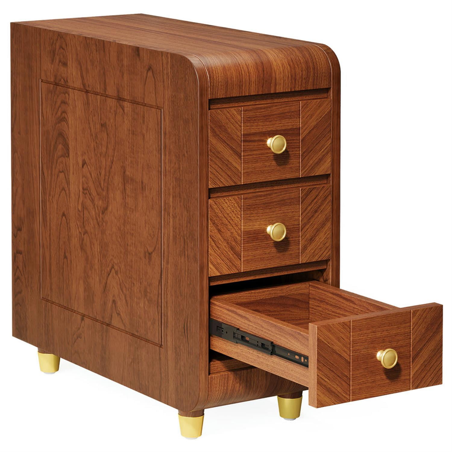 Demi Bonn 25" Wood Nightstand with 3-Drawers, Bedside End Table for Bedroom, Modern Side Table with Storage, Brown