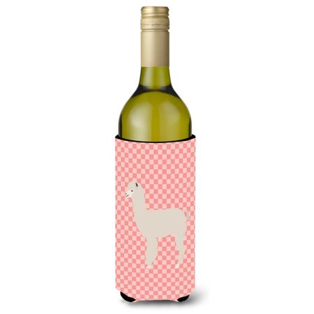 

Carolines Treasures BB7919LITERK Alpaca Pink Check Wine Bottle Beverge Insulator Hugger