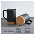 thumbnail image 4 of Ceramic Coffee Mug Set, 17 OZ Matte Black Mugs with Cork Base & Lid - Large Handle Coffee Cups for Coffee, Tea, Hot Chocolate - Gift for Men & Women, 4 of 6