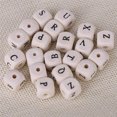 thumbnail image 2 of Kuyiluo wooden beads 100pcs Wood Square-shaped Loose Alphabet Beads for Jewelry Making and DIY Bracelet or Necklace (Wood Color), 2 of 5