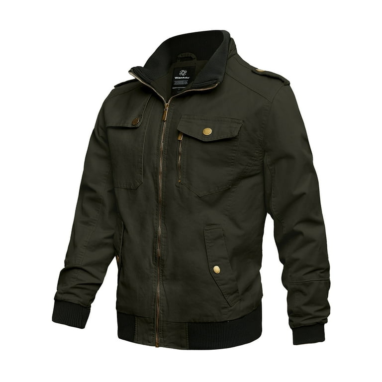 Wantdo Men's Plus Size Jacket Lightweight Coat Cotton Jacket Army Green 3XL Walmart.com