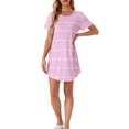 thumbnail image 2 of Camisón de noche para mujer INSPIRE CHIC, cuello redondo, mangas cortas, vestido de dormir a rayas, talla XL, color rosa, 2 of 6