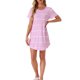thumbnail image 2 of Camisón de noche para mujer INSPIRE CHIC, cuello redondo, mangas cortas, vestido de dormir a rayas, talla XL, color rosa, 2 of 6