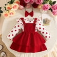 thumbnail image 2 of Bobifish Baby Girls Outfit Sets Casual Wear Long Sleeve Polka Dot Prints Bodysuit+Suspender Skirts+Headband Girls Sets, 2 of 8