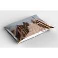 thumbnail image 2 of Ambesonne Beach Pathway Pillow Sham 2 Pack, Boardwalk Dunes Oats, 26"x20", Tan Pale Blue Grey, 2 of 3
