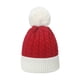 thumbnail image 1 of Gorro de invierno acanalado para mujer, gorro cruzado de punto grueso con pompón, gorro suave y cálido, 1 of 6