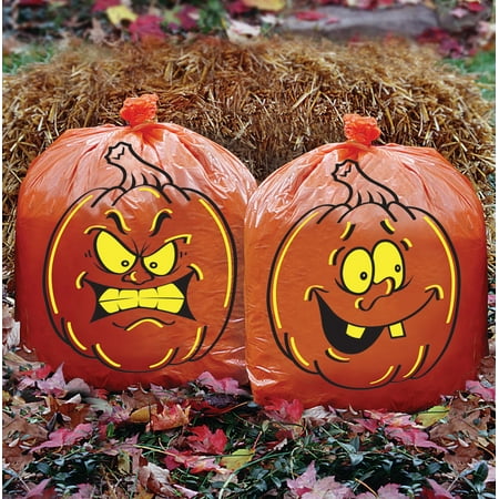Pair o Pumpkin Lawn Bags - Collect Leaves and Decorate the Yard at the same Time