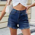 thumbnail image 4 of Wensltd Summer Jean Shorts for Women Mid Waisted Button Zipper Ripped, 4 of 8