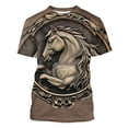 thumbnail image 5 of Zylanna Men's Short Sleeve T-Shirts, Crew Neck Relief Steed Print Summer Lightweight Daily leisure Tops for Men Coffee Size L, 5 of 6