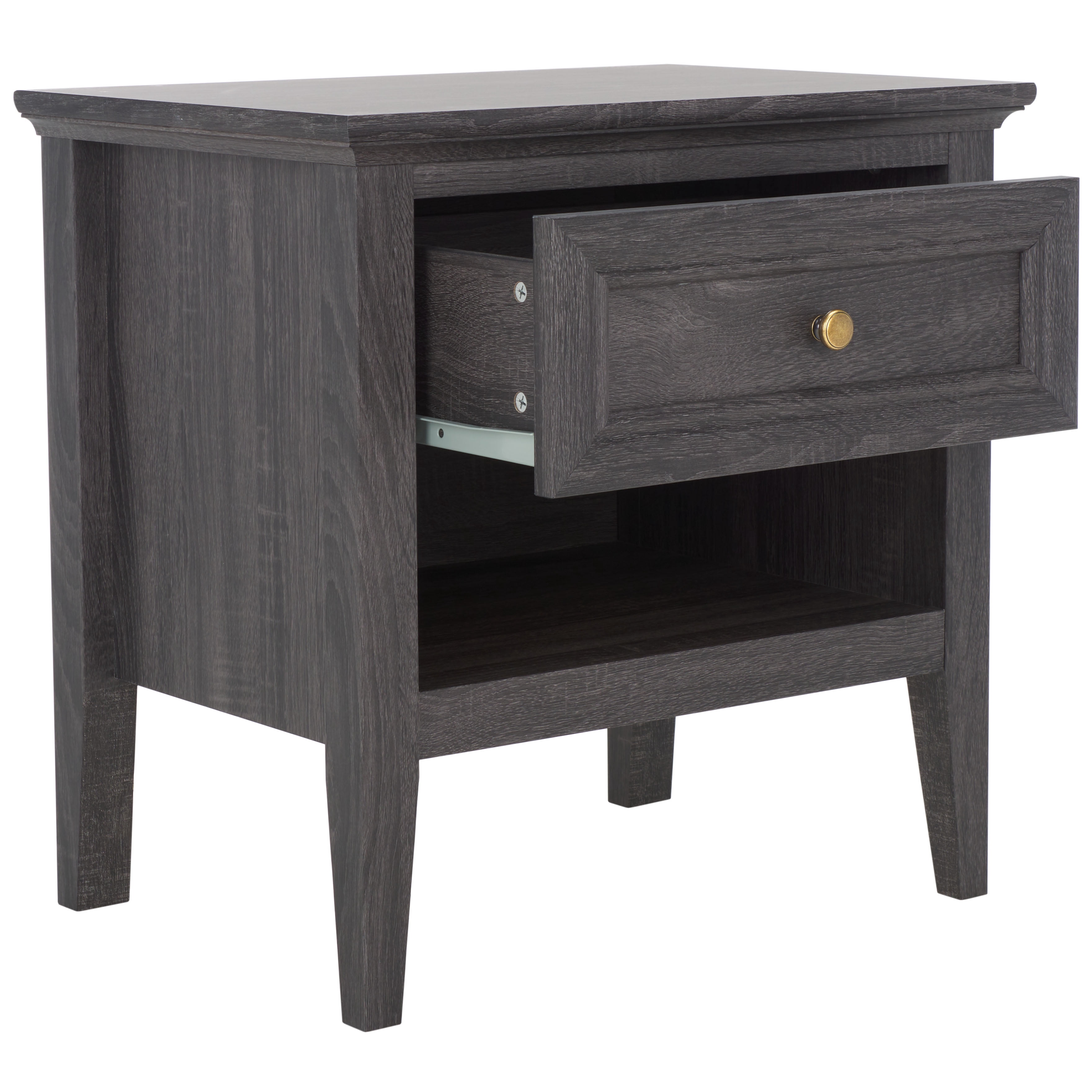 SAFAVIEH Sondra Traditional 2 Drawer Nightstand,Distressed Black/Gold