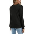 thumbnail image 2 of Women's Leopard Print V-Neck Button Camo Causal Long Sleeve Tops Henley Blouse, 2 of 2