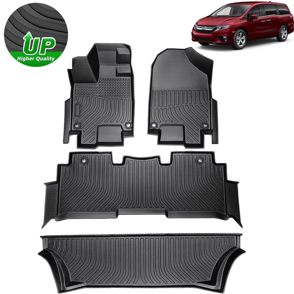 FLYMOTOR Floor Mats Fit for Honda Odyssey 2018-2025, All Weather Floor Liners for Odyssey Accessories, 7 Seats 3 Row Car Floor Liner Heavy Duty