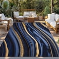thumbnail image 2 of 5' x 8' Outdoor Rug, Navy Blue Golden Marble Outdoor Washable Rug Large Floor Carpet, Modern Abstract Marble Flow Non Shedding Area Rug for Outside, Patio, RV, Porch, Deck, Balcony, Camping, 2 of 9