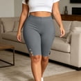 thumbnail image 6 of Capri Leggings for Women Plus Size Elastic Waist Yoga Pants with Split Hem Summer High Waist Workout Pants Gray 4XL, 6 of 8