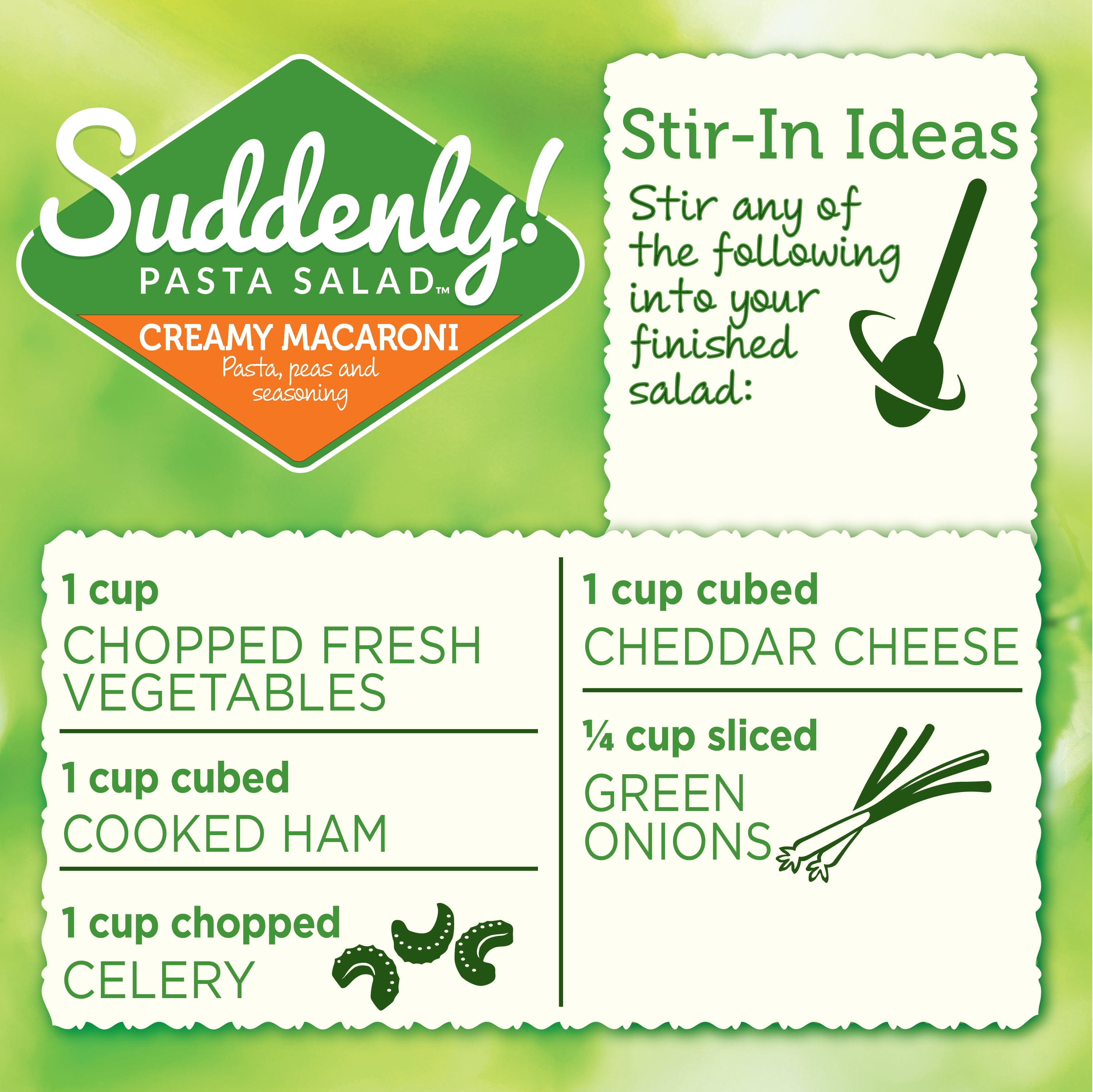 Suddenly Salad Creamy Macaroni Pasta Salad Mix with Peas & Seasoning, 6.5 oz Box