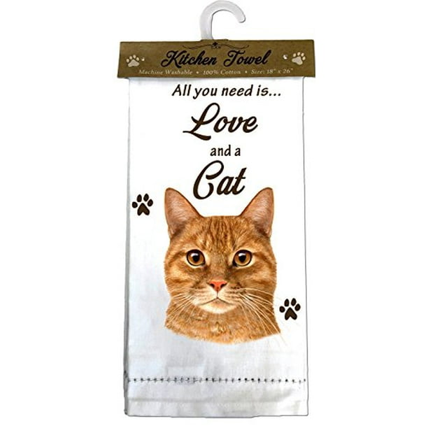 E&S Pets 701-8 Tabby, Orange Cat Kitchen Towel, Off-white - Walmart.com ...