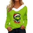 thumbnail image 1 of Women's Christmas Long Sleeve V-Neck T-Shirt Floral Pattern Polyester Blend Junior Fall Polyester Blend Junior Fall Winter Tee FN24749, 1 of 10