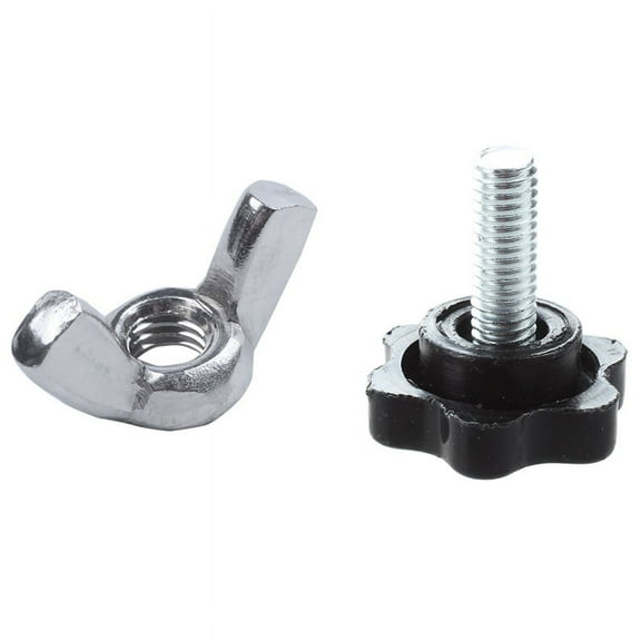 5 Pcs M6 X 15mm Male Thread 25mm Hex Shaped Clamping Knob & 10 Pcs M6 Thread Dia Wing Nut Butterfly Wing Nuts