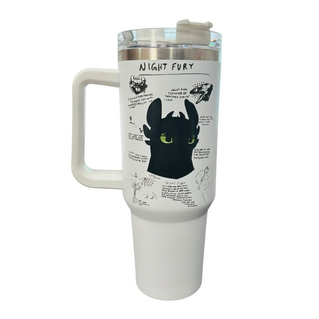 Termo de acero inoxidable, Chimuelo, Como entrenar a mi dragón color blanco 30 Oz