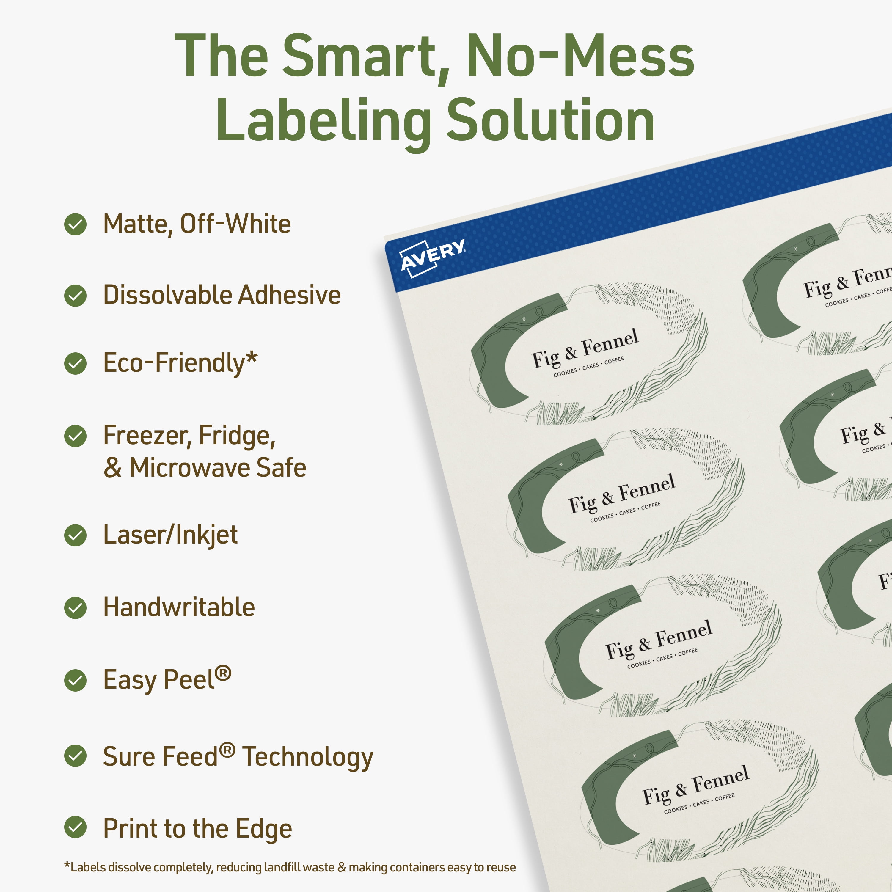 Avery Dissolvable Oval Labels, 1-1/8" x 2-1/4", 525 Labels