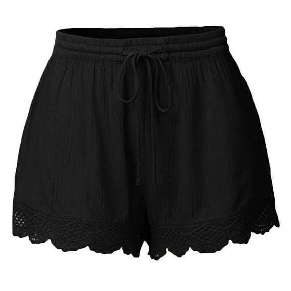 Women's Denim Shorts Women'S Pocket Solid Color Lace Drawstring Casual Pants Shorts, Women's Shorts XXXXL
