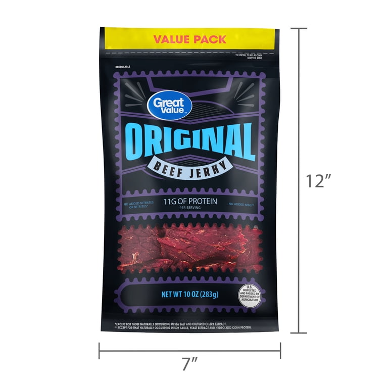 Great valueページ Great Value Beef Jerky Original 10 oz Protein Snack with 11g