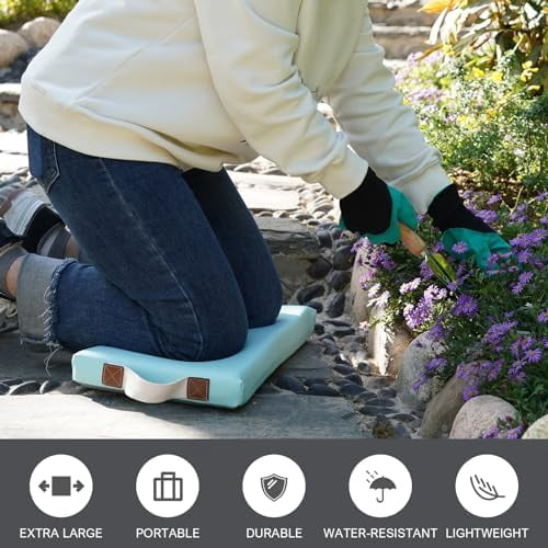 Waterproof Kneeling Pad for Garden or Bath, 2 inch Thick Soft Foam Kneeler Mat for Gardeners Knee Support or Bathtub Bathing Baby with Handle and Removable Cover-Green
