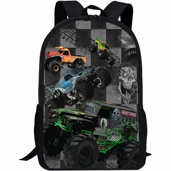 Cartoon Car 17in Backpack Laptop Backpack  Large Capacity Waterproof Travel Backpack for Men Women