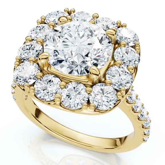 Pompeii Certified 3 1/2ct Cushion Halo Diamond Engagement Ring 14k Gold or Pt Lab Grown