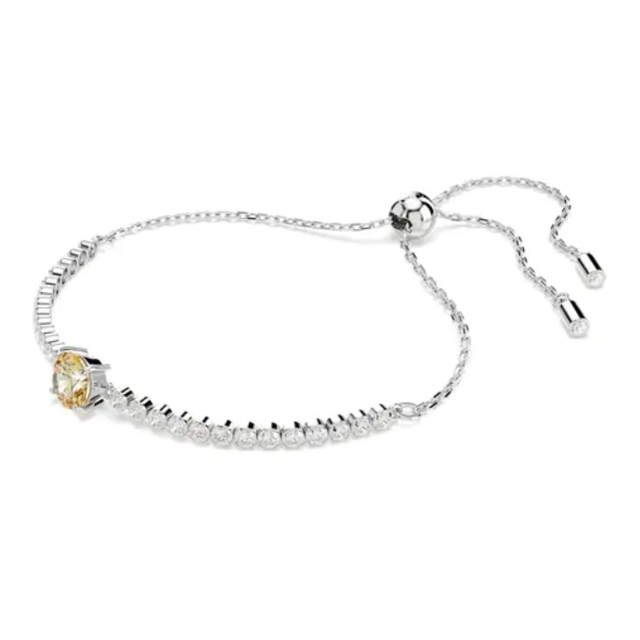 Pulsera Elegante Xtellar Plata Con Diamante Amarillo Ajuste