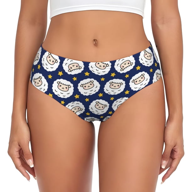 Balery Cute Sheep With Star Ropa Interior de Algodón para Mujer con Dibujo – Braguitas Cómodas y Elásticas, Estilo Clásico-4X-Large