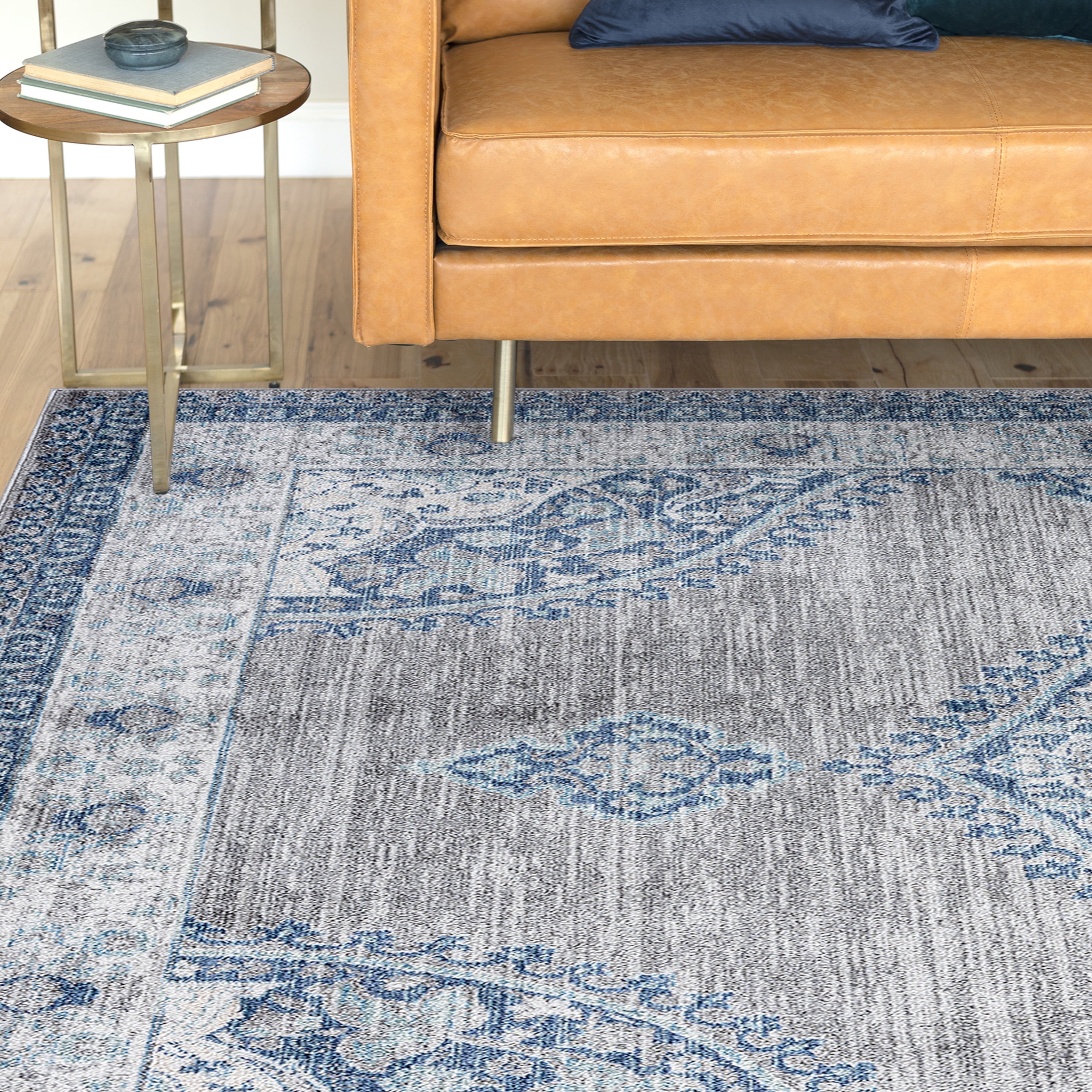Bliss Rugs Oriental Area Rug, Medallion Indoor Rugs for Living Room, Dining Room, Bedroom | Gray/Blue, 5' x 8' (5'3''x7'3'')