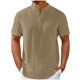 thumbnail image 1 of pstuiky camisetas camisas para hombre, Camisa de manga corta con cuello alto y botones, holgada, informal, de color liso y a la moda para hombre camisas casuales para hombre xl, 1 of 5
