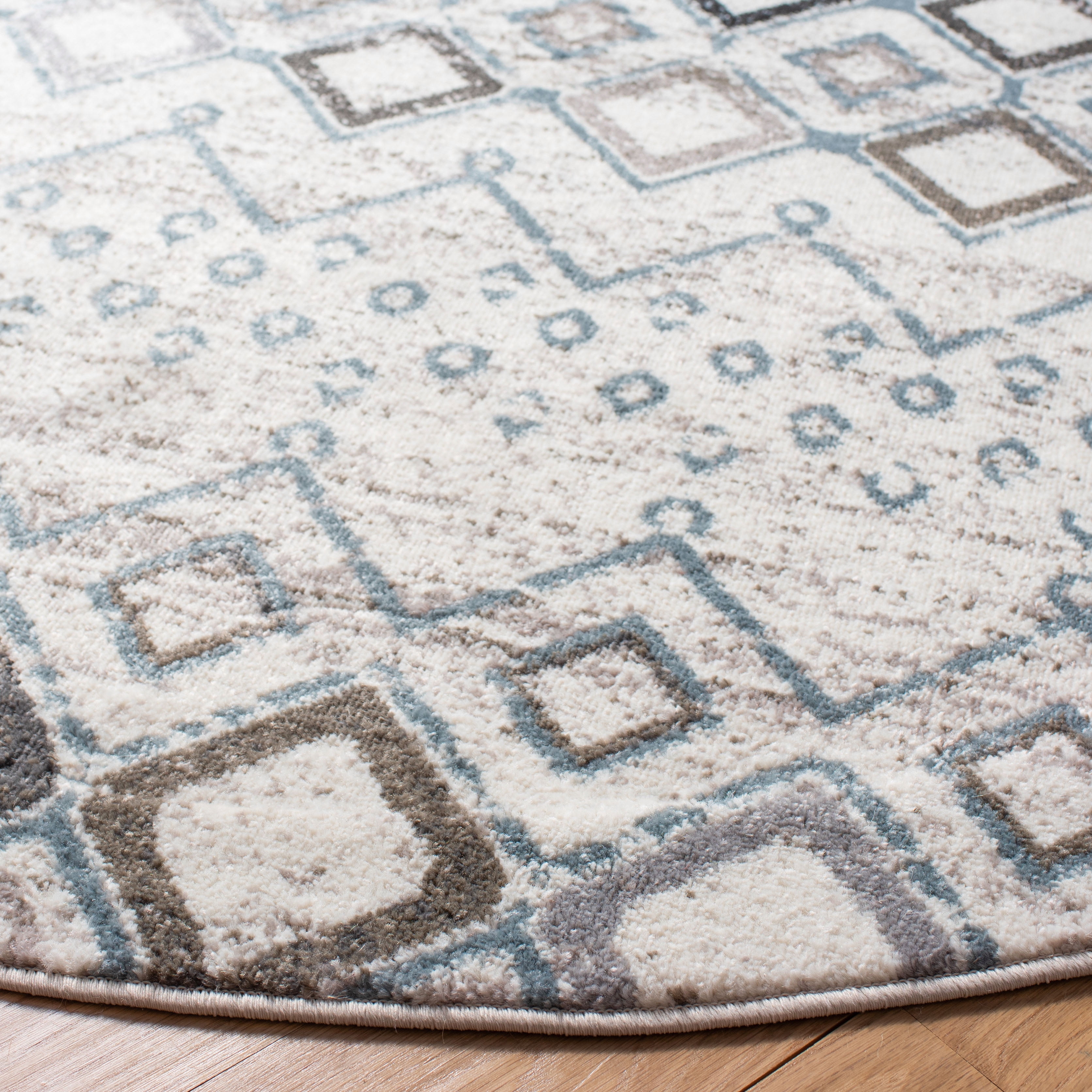 Safavieh Amsterdam Gladwin Geometric Area Rug, Ivory/Grey, 10' x 10' Round