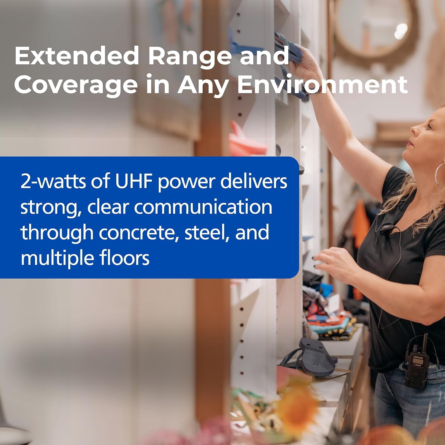 KENWOOD ProTalk NX-P1302AUK UHF Two-Way Business Radio, MIL-STD 810 & IP55, 64 Channels, Up to 250,000 Sq Ft Coverage, 15-Hr Battery, Upgradeable to Digital, for Warehouses & Job Sites