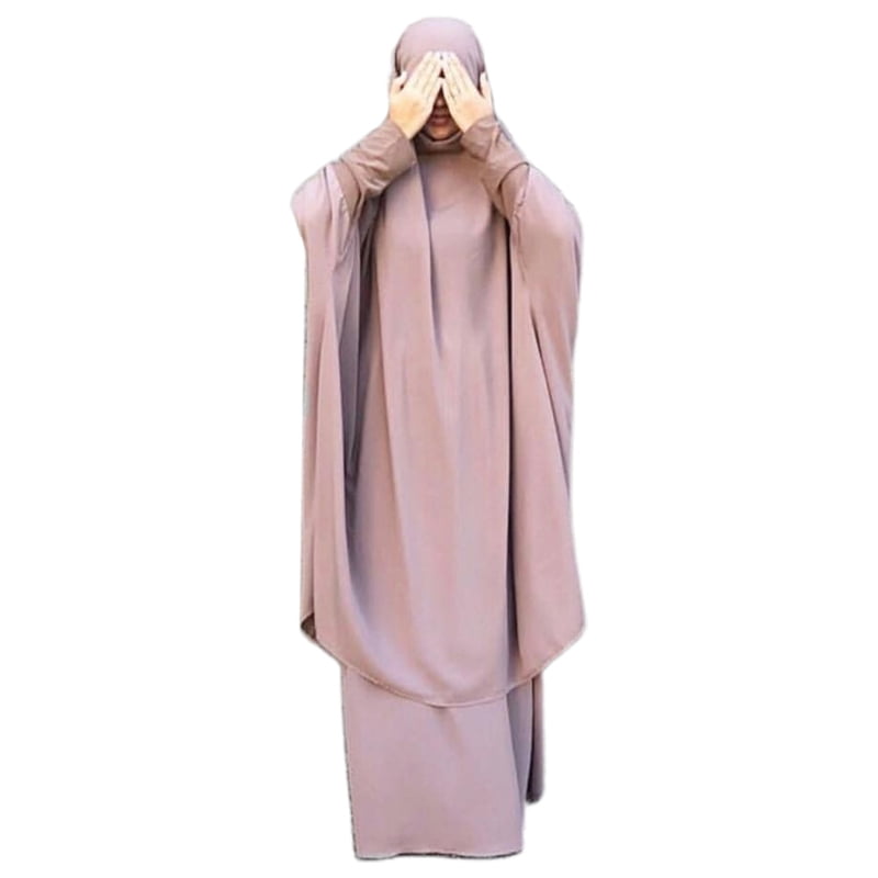 Muslim Women Girls Prayer Scarf Hijab Dress Set Islamic Kaftan Abaya Jilbab Robe