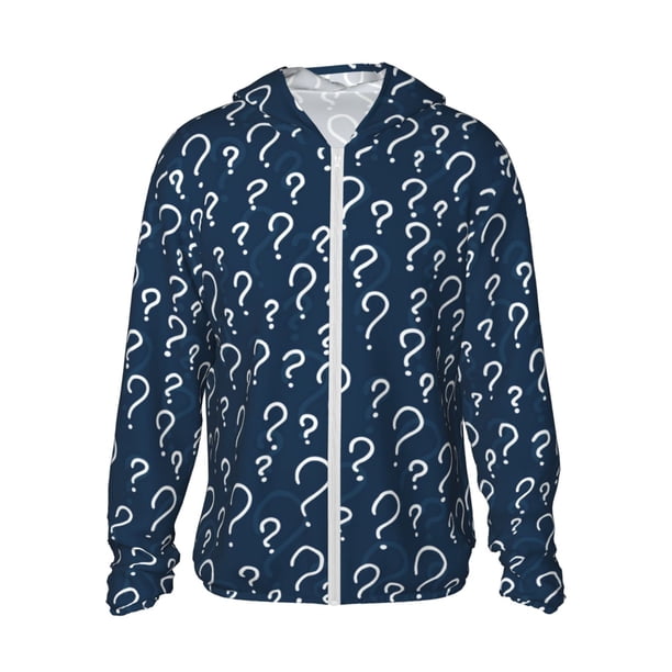 Fotbe Question Marks Chaqueta con Protección Solar UPF 50+ para Hombre y Mujer, Camisa con Capucha y Bolsillos-X-Large