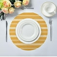 thumbnail image 5 of Brown Stripes Round Placemats Washable Placemats Non-Slip Heat-Resistant Table Place Mats for Dining Kitchen Holiday Party Table 15.4"-1PCS Home Decor, 5 of 7