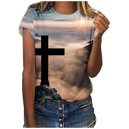 

Cute Scrub Tops for Women Crewneck Funny Easter Day Tee Shirts Eggs Print Short Sleeve Crewneck Loose Fit Blouse Tops
