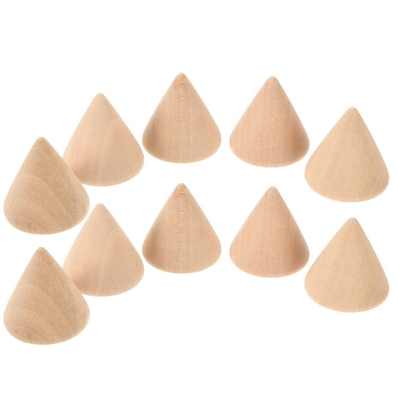 SEWOART 10Pcs Plain Wooden Cones for DIY Crafts and Display