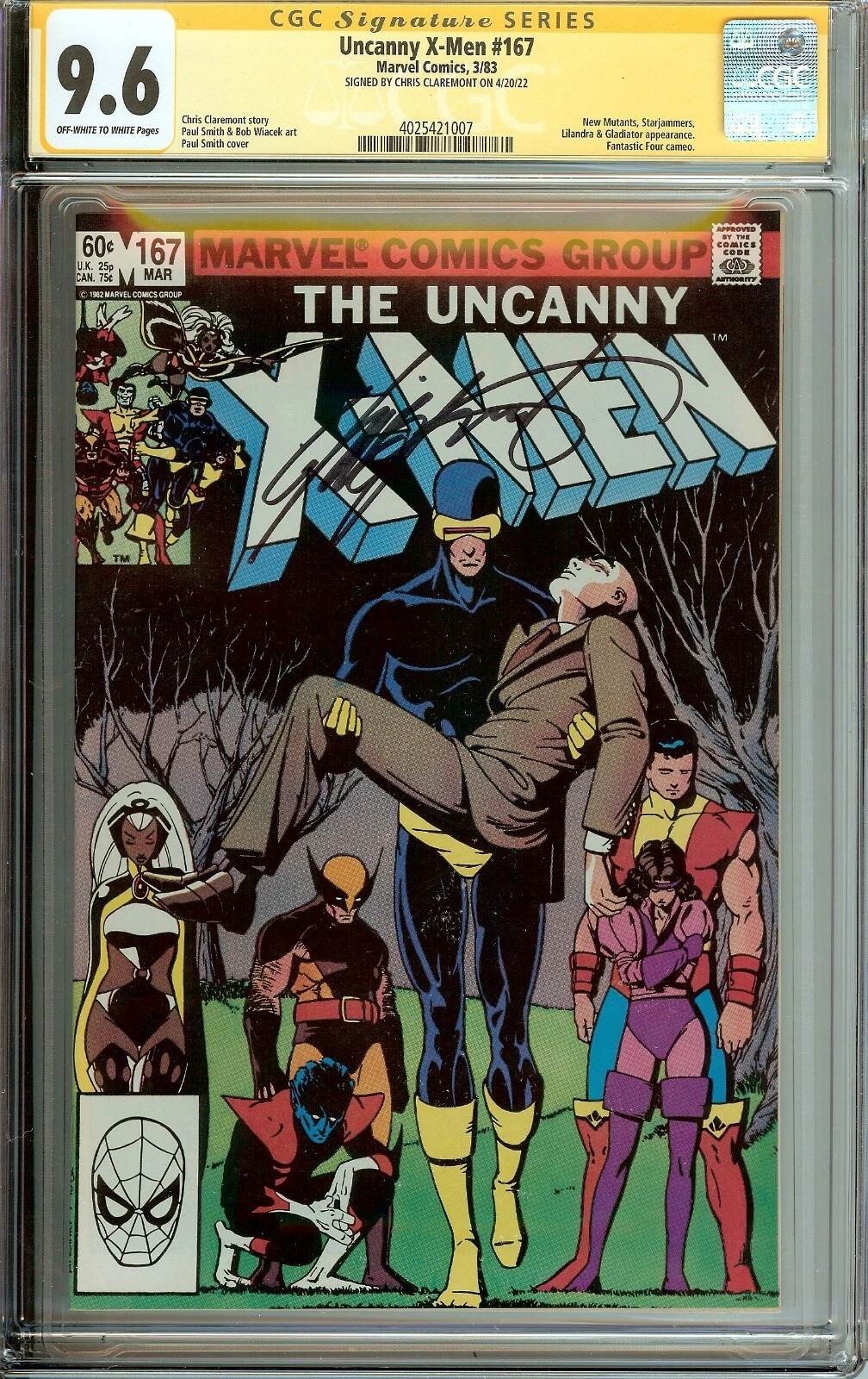 Uncanny X-Men #167 Signed Chris Claremont CGC 9.6