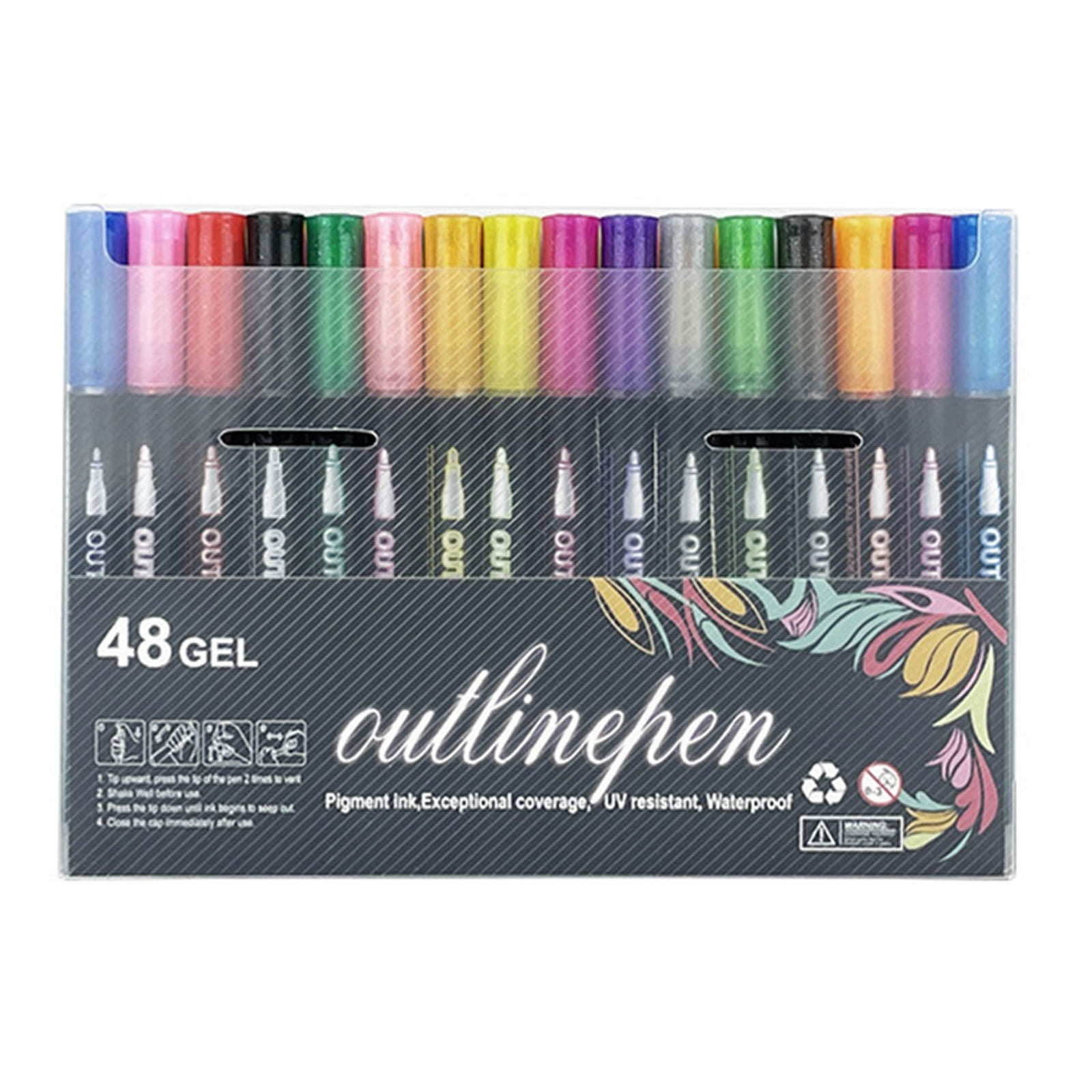 Marker Pen Smooth Flowi Double Line Glittering Gel Pen For Drawing Writing On Multiple Surfaces Fade Resistant Art Tools