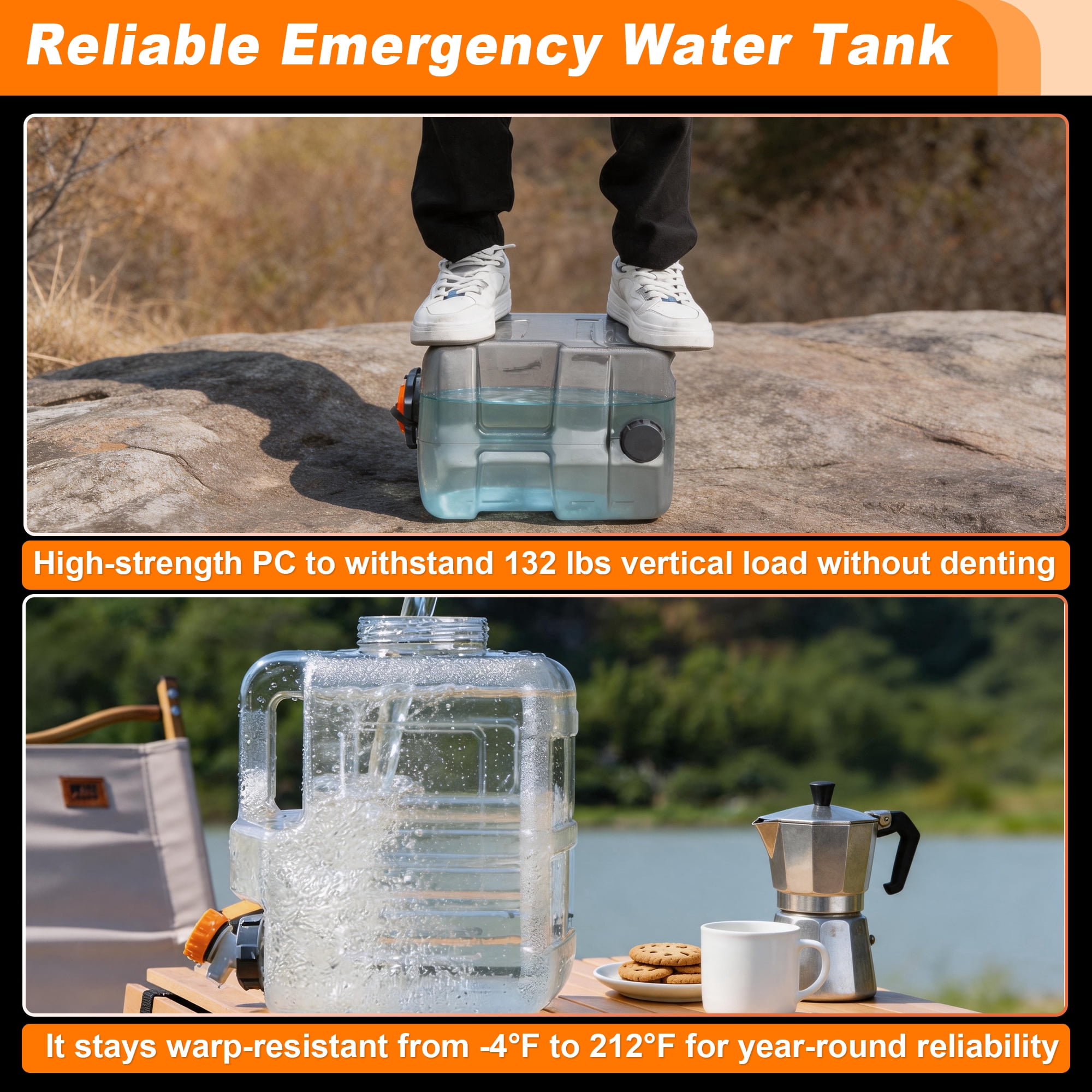 Unique Bargains 8L/2.11Gal Camping Water Jug with Spigot RV Water Storage Tank Emergency Water Container Portable Water Bucket RV Camping Outdoor Picnic No Leakage Adjustable Water Flow Gray