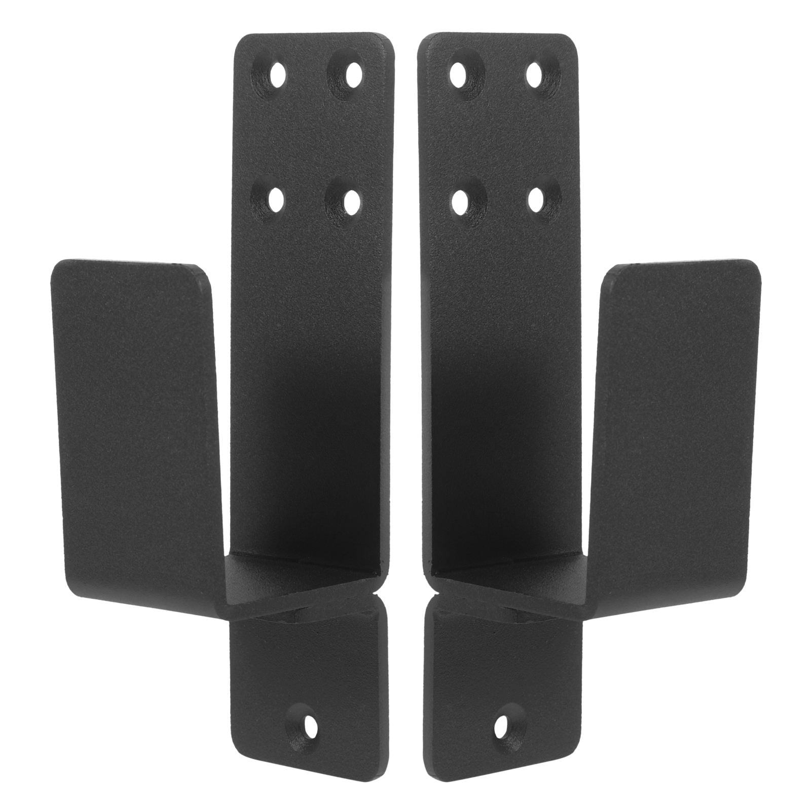 KALLORY 2-Pack Black Barn Door Hardware U Brackets Heavy Duty Door Barricade Bar Holders for Enhanced Home Security