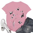 thumbnail image 2 of NAMTYQX Plus Size Blouses for Women Patterned Boxy Fit Hawaii Light Short Sleeve Plus Size Crewneck Soft Muster Blouses for Women Casual Pink Size S, 2 of 5
