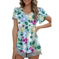 thumbnail image 2 of Mengpipi Women's Petal Sleeve Tops V Neck Short Sleeve Shirts Summer Casual Tshirts Loose Fit Blouses, M(US 8-10), 2 of 5
