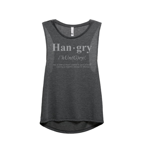HanGry Hungry Women's Sleeveless Muscle Tank Top Charcoal Small