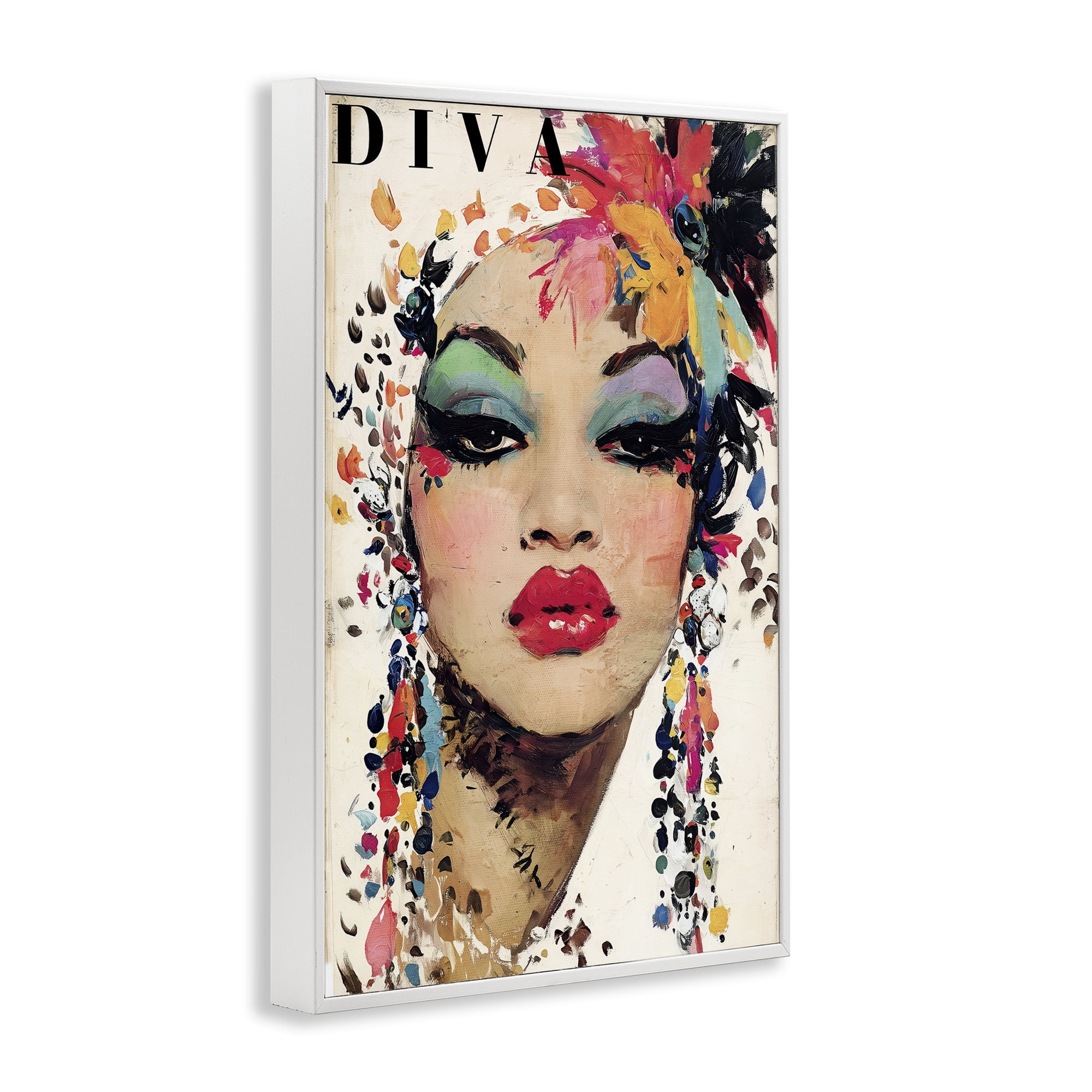 Stupell Industries Diva Fashion Portrait White Framed Giclee Art, design by Annabelle Hall